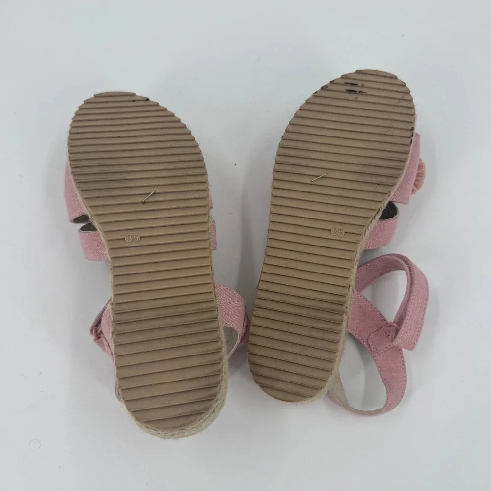 Mayoral Platform Espadrille Sandals Girls US Size 3 Pink Floral Hook & Loop
